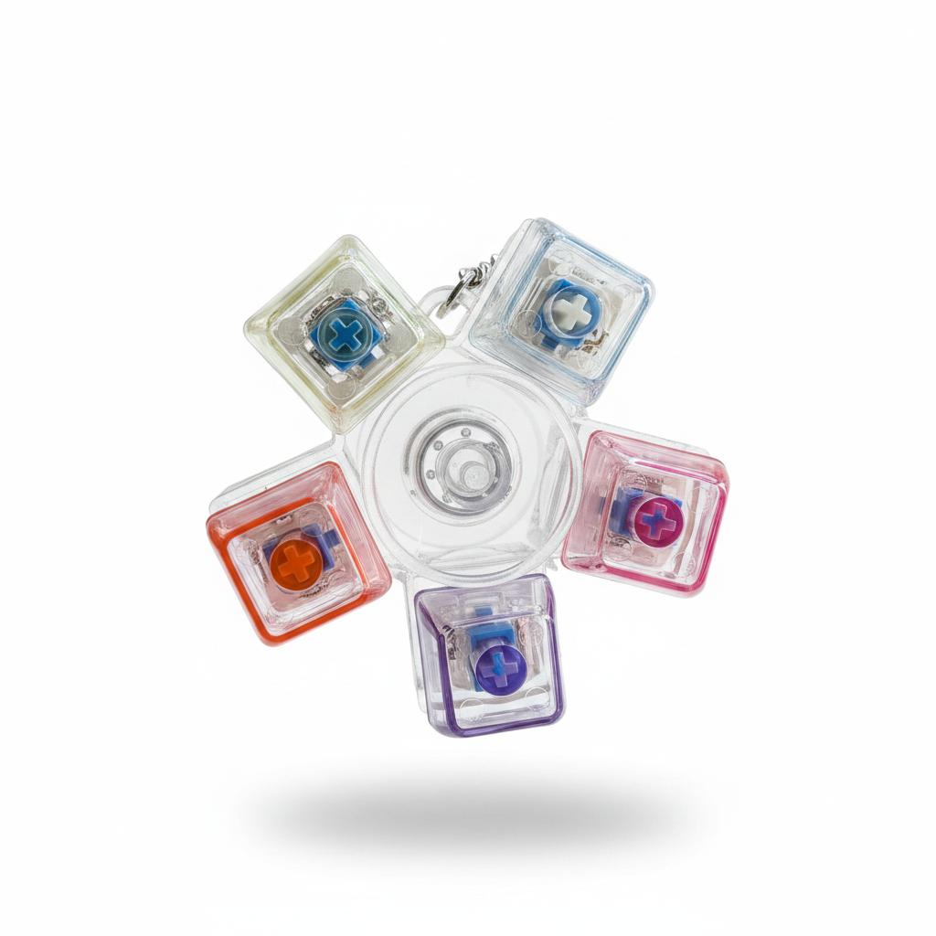 Sensory Fidget Cube Keychain Stress Relief Toy Multi Button Anti Anxiety Keyring Toy for Adults