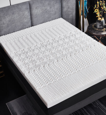 2 & 4 Inch Thick Bamboo Foam Mattress Topper 5 Zone Mattress Enhancer