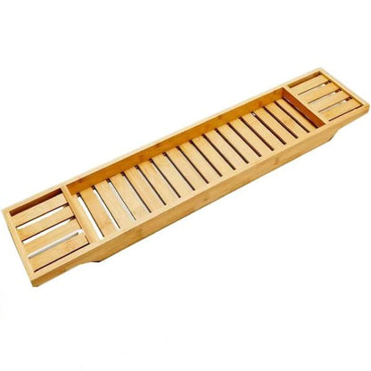 New Bamboo Bathtub Caddy Tray Bathroom Accessories Board Candle Wine Glass Book Tablet iPad & Phone Holders Bath Tub Rack Shelf Storage Organiser