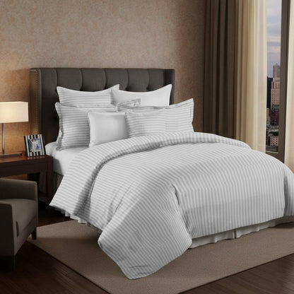 Satin Stripe Duvet Cover Set Soft Microfiber Bedding Set Single Double King Super King