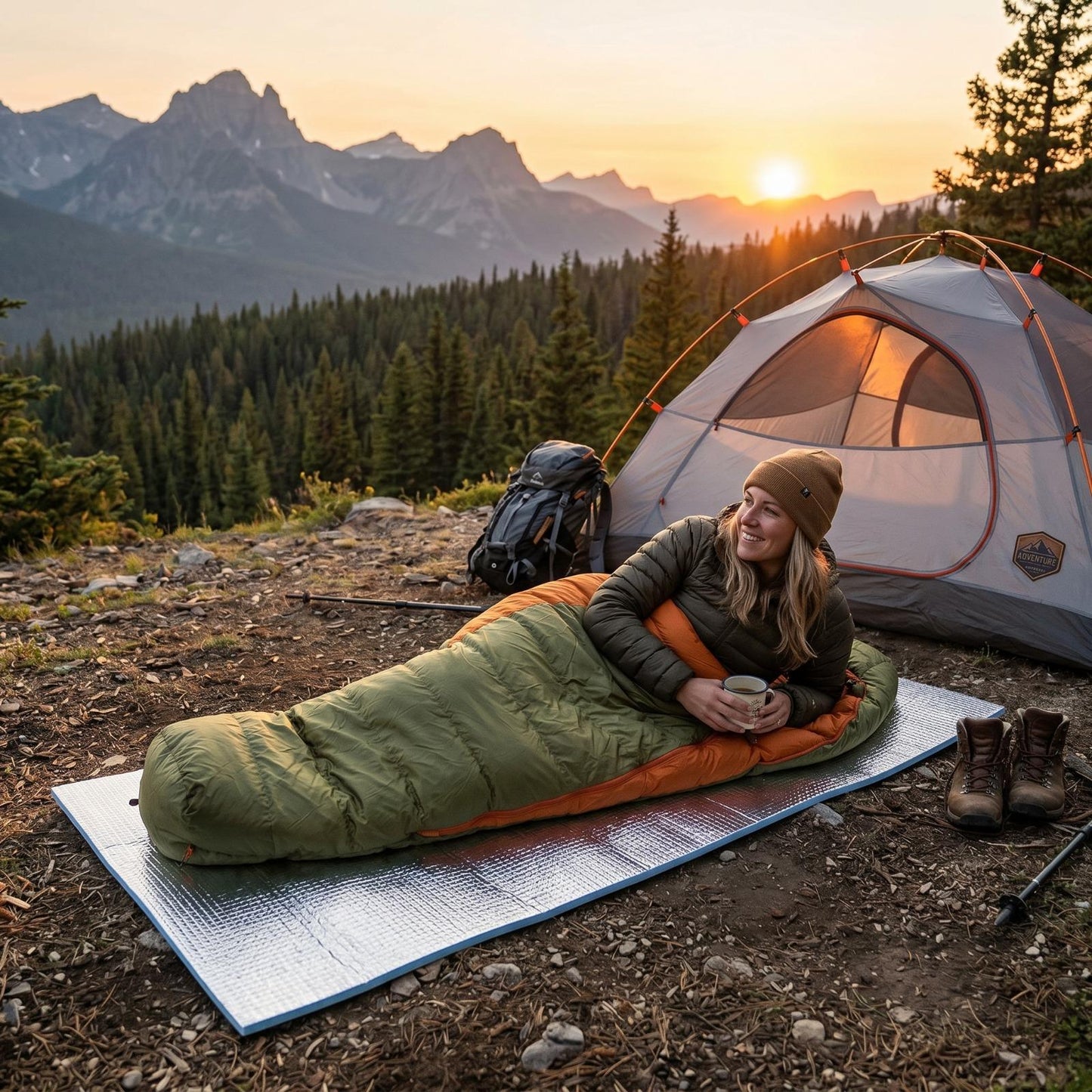 Aluminium EVA Foam Camping Mat 180x50cm – Waterproof Roll Up Sleeping Mat for Camping, Hiking & Outdoor Activities with Storage Straps