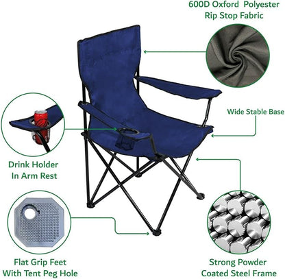 Folding Camping Chair Collapsible Fishing Chair with Carrier Bag Lightweight Portable Hiking Chair with Mesh Cup Holder, Heavy Duty Camping Chair Comfortable Cross Design Seat for Outdoors Camping Fishing Picnics Beach & Travel Green