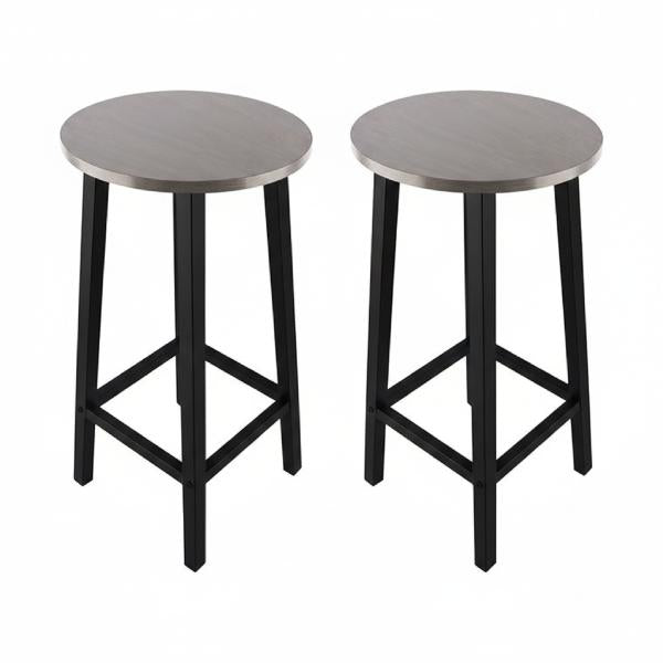Solid Wood Bar Stools Set of 2 – Stylish Modern Breakfast Bar Seating with Durable Metal Legs, Space-Saving Kitchen Island Stools (3 Color Options)