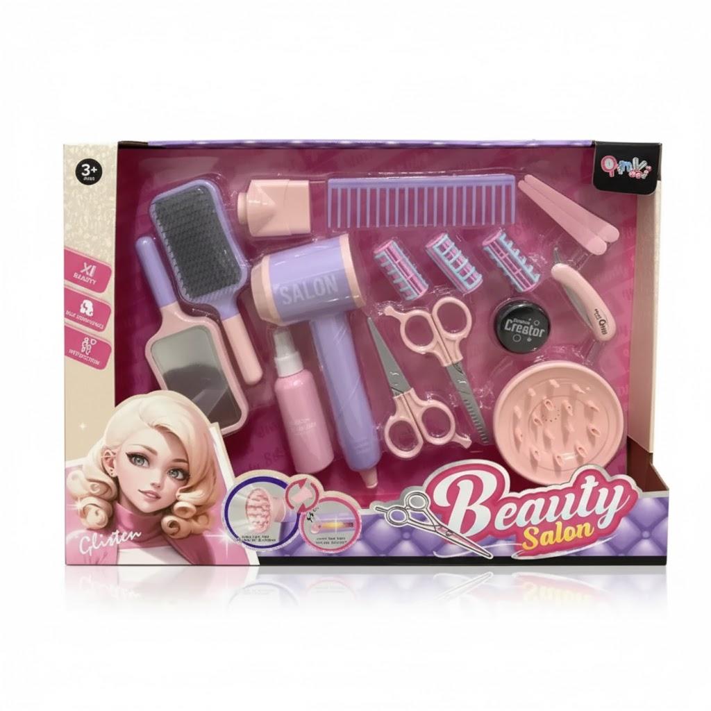 Kids Pretend Hair Salon Play Set with Storage Box Creative Roleplay Toy & Ideal Toddler Gift for Birthday play