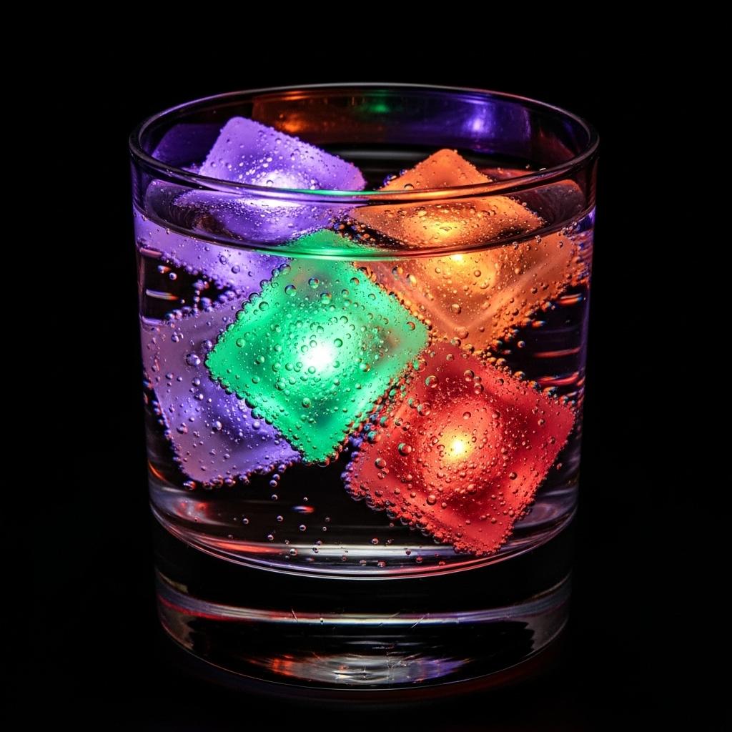 Ice Cube 12 Led ice cube Waterproof Reusable Water Activated Ice Cube DIY Toy for Party Wedding Bars Decor, Christmas Gift