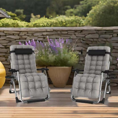 Extra Wide Gravity Chairs with cushion, 1/2  pack Deep Filled Cushions, Rust Proof, Lightweight Frame, Reclining, Includes Side Tray