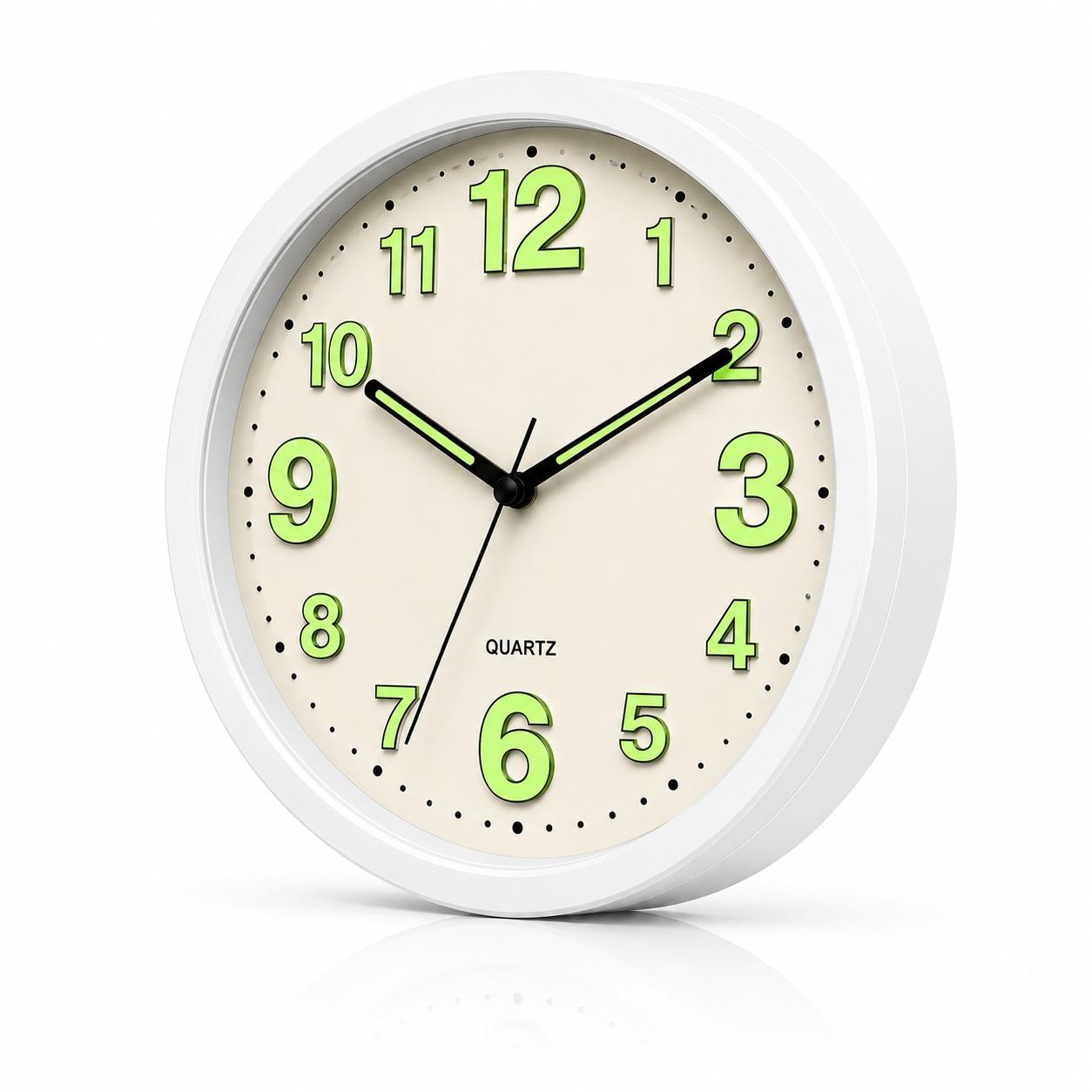 Glow in the Dark Wall Clock 30cm Luminous Numbers & Hands Silent Bedroom Clock Stylish Home Décor AA Battery UK