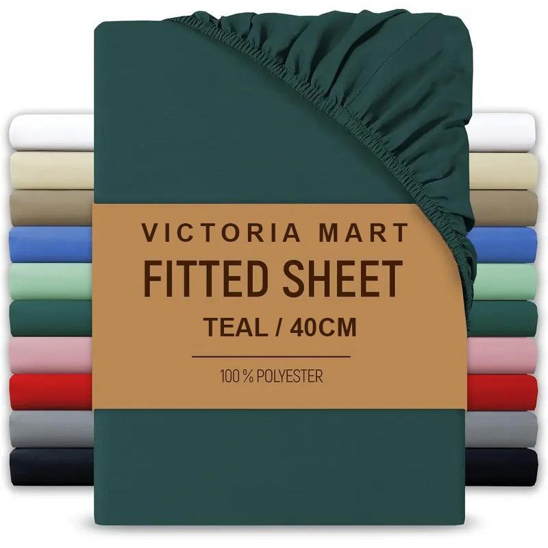 Extra Deep Fitted Bed Sheet 40cm Soft Plain Mattress Cover with Elastic Fit Easy Care Bedding for Daily Use