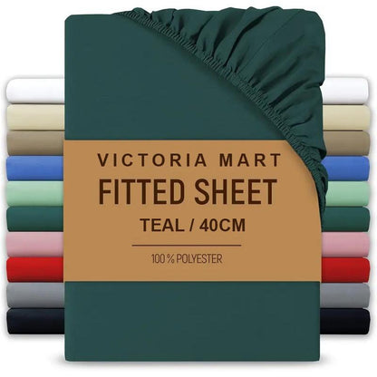 Extra Deep Fitted Bed Sheet 40cm Soft Plain Mattress Cover with Elastic Fit Easy Care Bedding for Daily Use