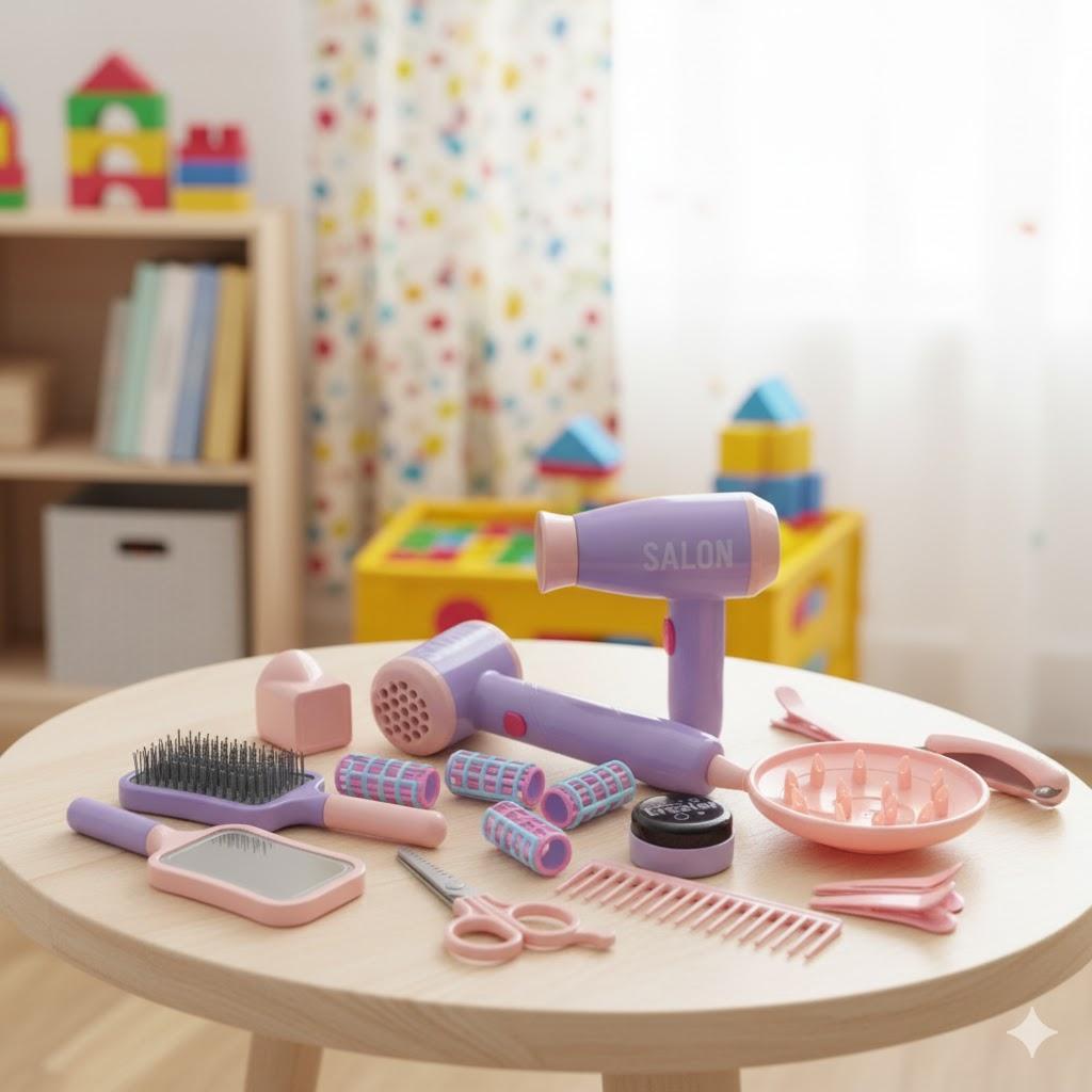 Kids Pretend Hair Salon Play Set with Storage Box Creative Roleplay Toy & Ideal Toddler Gift for Birthday play