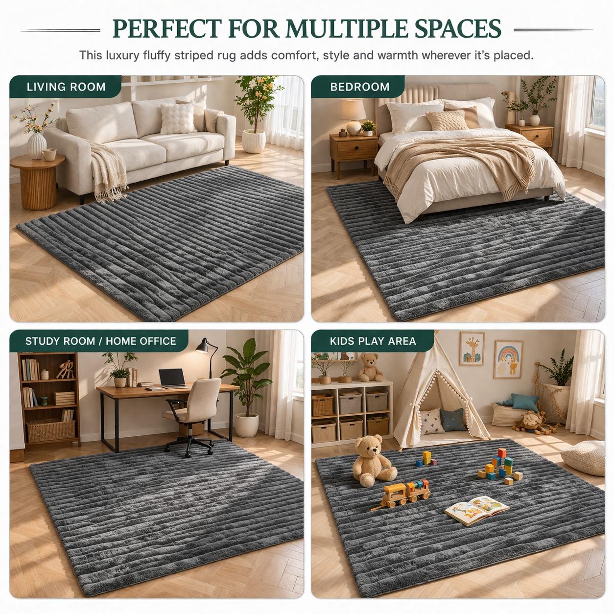 Luxury Faux Fur Rug – Soft Plush Shaggy Carpet, Carved Design Acrylic Area Rug for Living Room & Bedroom (120x170cm / 160x230cm)