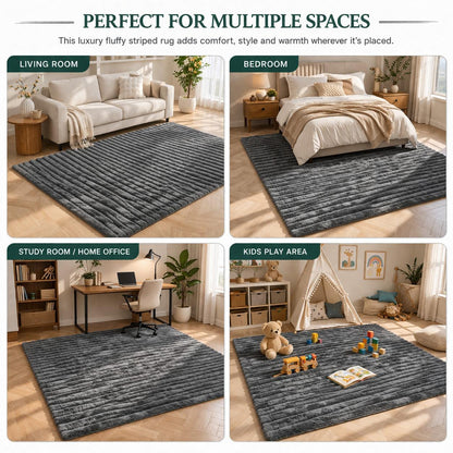 Luxury Faux Fur Rug – Soft Plush Shaggy Carpet, Carved Design Acrylic Area Rug for Living Room & Bedroom (120x170cm / 160x230cm)