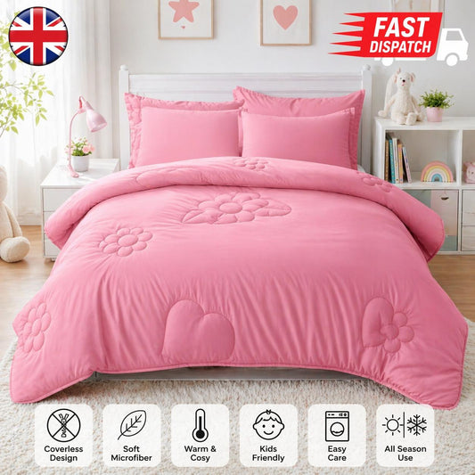Kids Coverless 10.5 TOG Quilts Single Duvet 135cm x 200cm Double Duvet 200cm x 200cm Girls Boys Gamer Design Quilts with Pillowcases