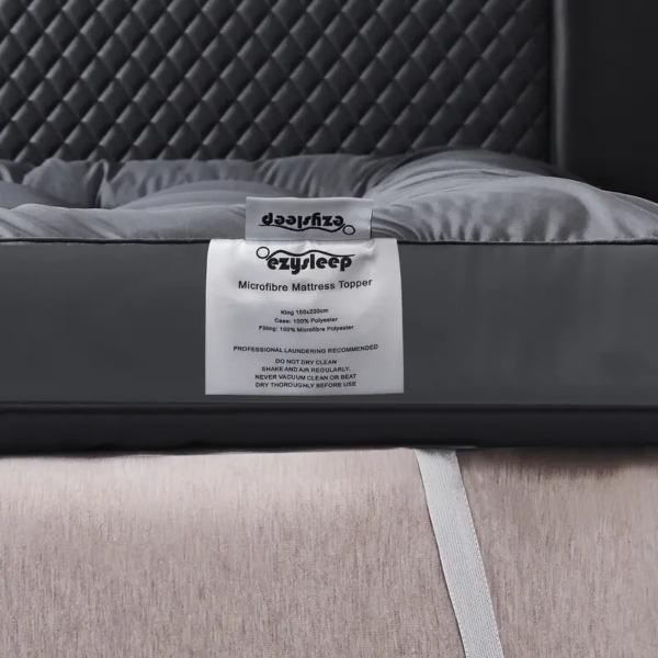 Extra Deep Mattress Topper 4 Inches 10cm Thick Luxury Hotel Quality Fluffy Breathable Bounce Back Comfy Grey Mattresses Toppers with Corner Elasticated Straps Single Double Super King Bedding Size