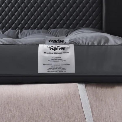 Extra Deep Mattress Topper 4 Inches 10cm Thick Luxury Hotel Quality Fluffy Breathable Bounce Back Comfy Grey Mattresses Toppers with Corner Elasticated Straps Single Double Super King Bedding Size