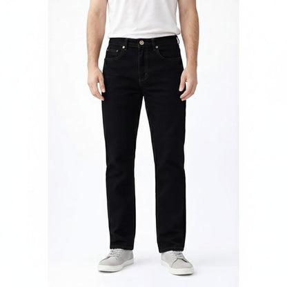 Men’s Straight Leg Jeans Comfortable & Durable Stretchy Cotton Denim with Signature Button Detail Available in Black, Navy, Light Blue Sizes W30–W40 Menswear Pants