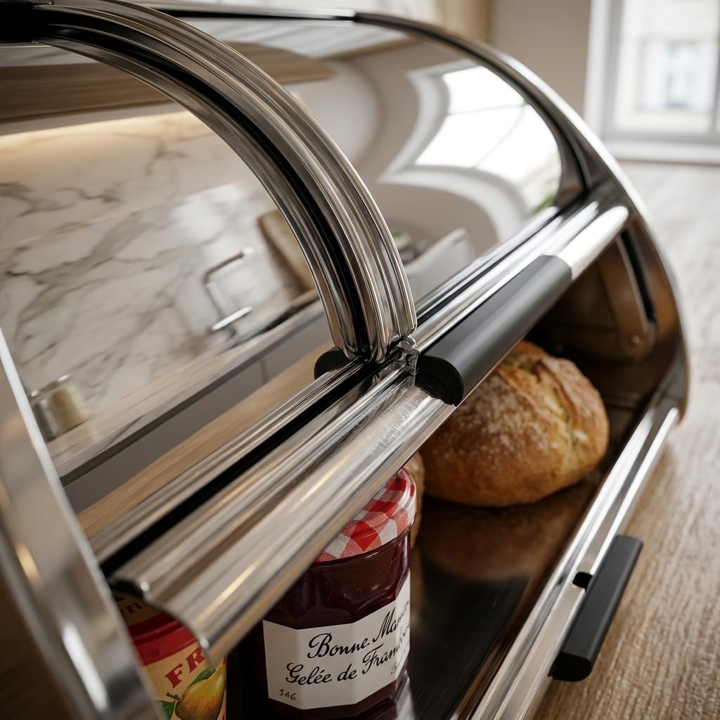 Stainless Steel Bread Bin Medium Chrome Finish Bread Storage Box for Kitchen Countertop Bread, Rolls & Baked Goods