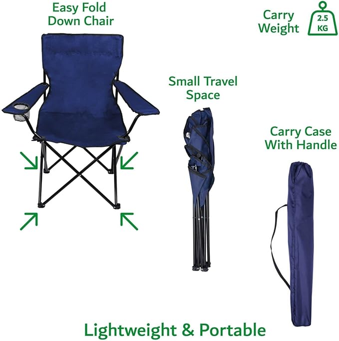 Folding Camping Chair Collapsible Fishing Chair with Carrier Bag Lightweight Portable Hiking Chair with Mesh Cup Holder, Heavy Duty Camping Chair Comfortable Cross Design Seat for Outdoors Camping Fishing Picnics Beach & Travel Green