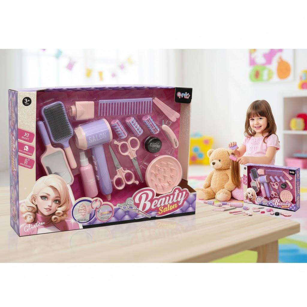 Kids Pretend Hair Salon Play Set with Storage Box Creative Roleplay Toy & Ideal Toddler Gift for Birthday play