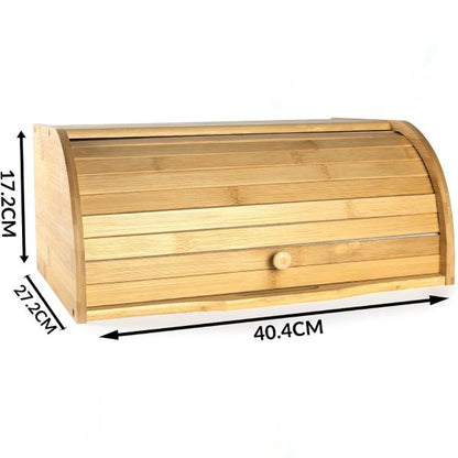 Bamboo Bread Bin Roll-Top Bread Box Wooden Kitchen Storage Bin Bread Container With Roll-Top Lid Kitchen Utensils