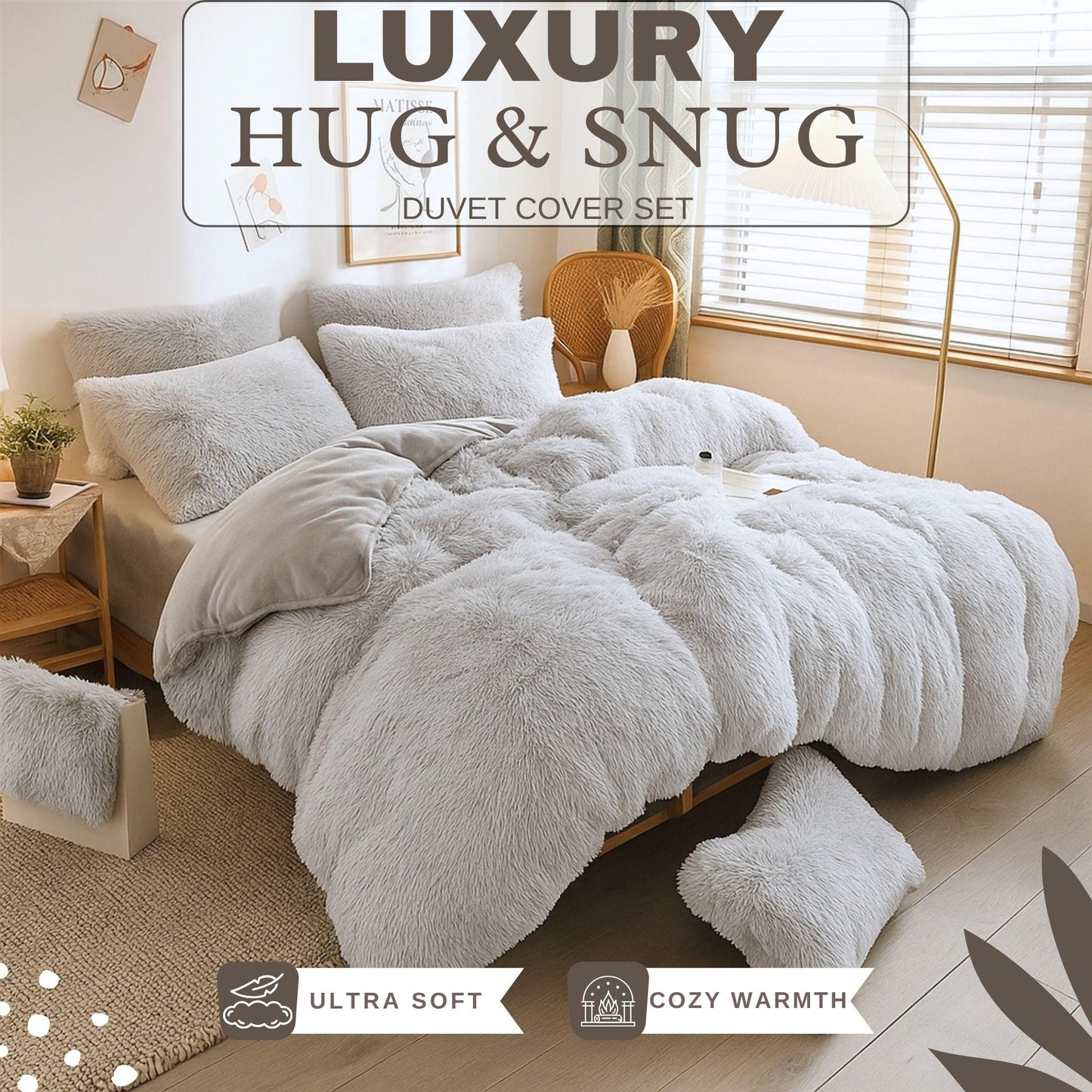 Hug & Snug Quilt Cover Bedding Set with Matching Pillowcases Ultra Soft and snuggle Duvet Cover Set Breathable for Comfortable Nights Available in Pink & Silver Color