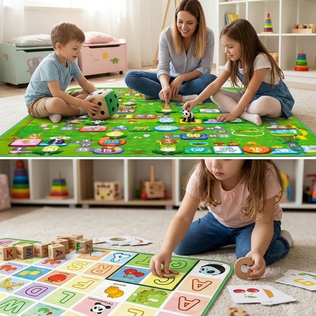 2 in 1 Kids Play Mat Double Sided Foldable Baby & Toddler Playmat 200 x 180cm with Carry Bag