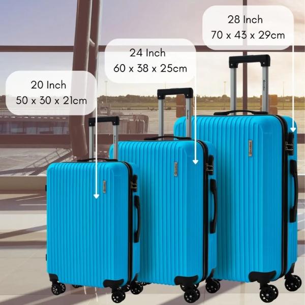 3 Piece Hard Shell Luggage Set – Lightweight ABS Suitcase Set with 4 Spinner Wheels, TSA Lock & Telescopic Handle | Cabin, Medium & Large