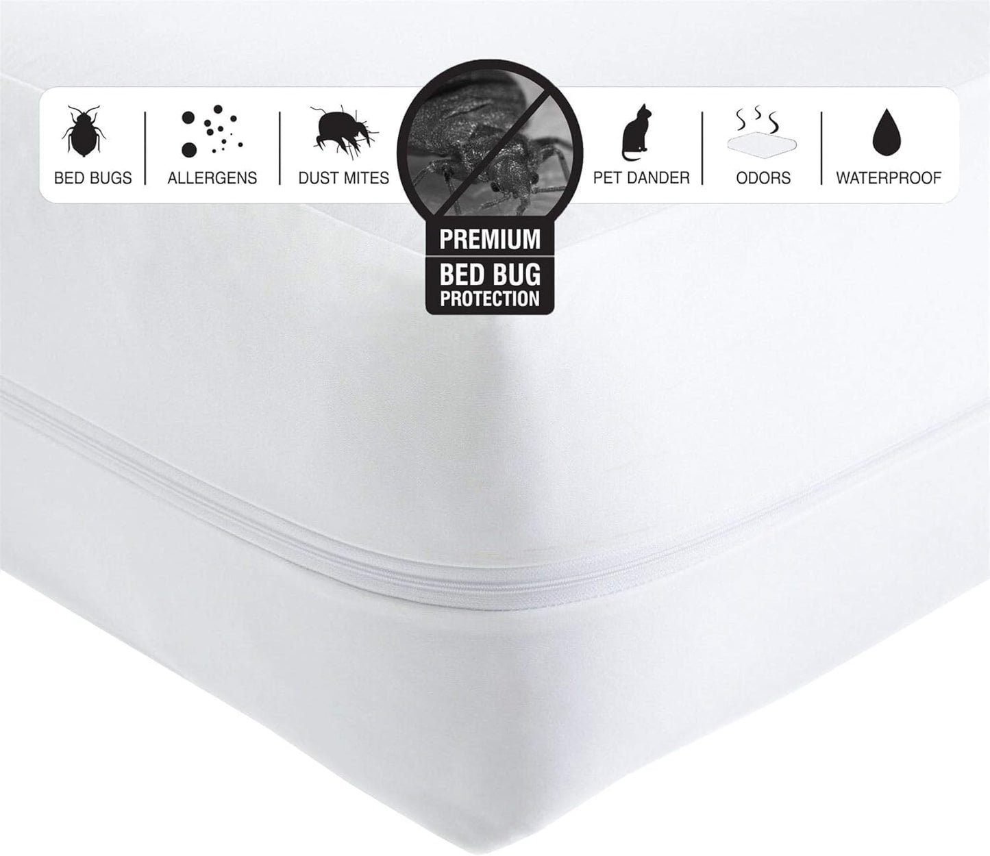 Anti Bed Bug Mattress Protector – 100% Waterproof & Breathable Cover with 3-Sided Zipper | Bed Bug & Dust Mite Proof | Total Encasement, Fits Single, Double, King, Super King ( No Pillowcase )