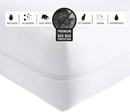 Anti Bed Bug Mattress Protector – 100% Waterproof & Breathable Cover with 3-Sided Zipper | Bed Bug & Dust Mite Proof | Total Encasement, Fits Single, Double, King, Super King ( No Pillowcase )
