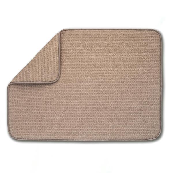 Dish Drying Mat Microfibre Supfer Soft Extra Absorbent Non-Slip Kitchen Dish Drying Draining Mats for Kitchen Counter Brown, 2 Pack