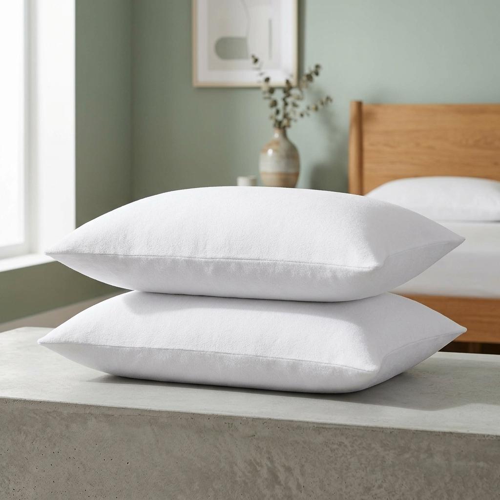 Pillow Protectors 2 Pack / 4 Pack Zippered Pillow Covers 50x75cm Soft Terry Breathable Machine Washable Bedding Protectors White