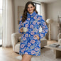 Ladies Tartan Check Fleece Dressing Gown Zip Up Housecoat Warm Robe with Pockets for Women