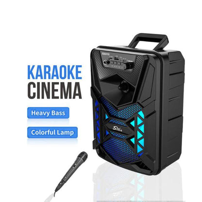 8 Inch Wireless Bluetooth Trolley Speaker with Microphone LED Lights Portable Outdoor Party Speaker with Rechargeable Battery