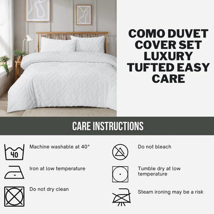 Unique Duvet Quilt Cover Set with Pillowcases, Luxury With Tufted Design Bedding Set