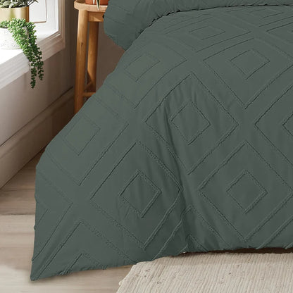 Unique Duvet Quilt Cover Set with Pillowcases, Luxury With Tufted Design Bedding Set