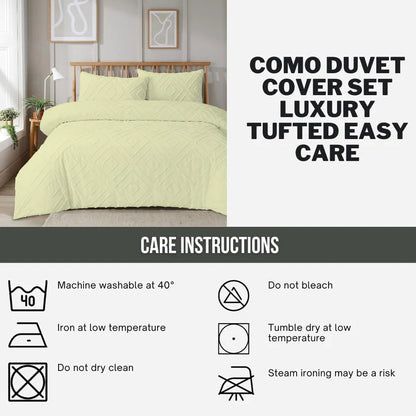 Unique Duvet Quilt Cover Set with Pillowcases, Luxury With Tufted Design Bedding Set