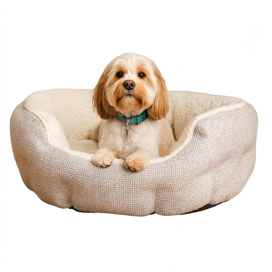 Snuggle Circle Medium Pet Bed Orthopaedic Anti-Anxiety Dog Bed Soft Plush Sherpa Calming Cat Bed Non Slip Base Hypoallergenic Joint Support Cats & Dogs Machine Washable