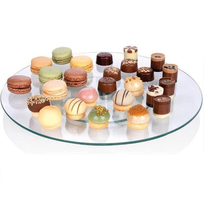 Tempered Glass Lazy Susan 360° Rotating Turntable Serving Tray Kitchen Dining Table Organiser & Cake Decorating Rotating Stand