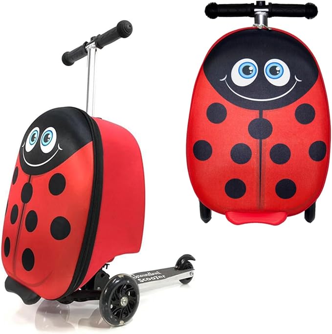 2-in-1 Kids Scooter Suitcase 18 Inch Foldable Ride-On Children's Luggage 25L Lightweight Travel Case with Smooth Wheels for Boys & Girls 5+