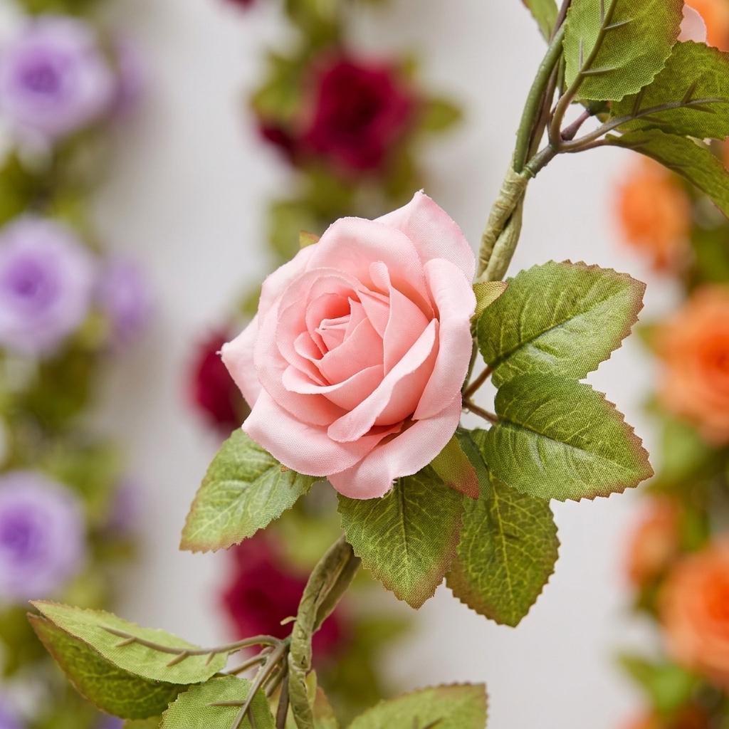 10PCS Artificial Rose Hanging Garland 2.3M Mixed Colour Flower Vine for Home, Wedding, Party & Garden Decoration