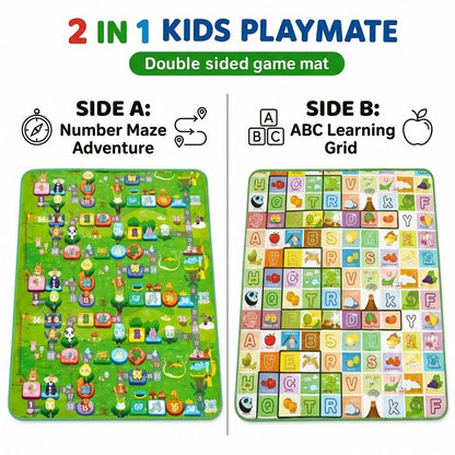 2 in 1 Kids Play Mat Double Sided Foldable Baby & Toddler Playmat 200 x 180cm with Carry Bag