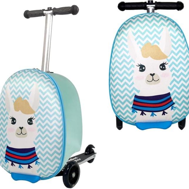 2-in-1 Kids Scooter Suitcase 18 Inch Foldable Ride-On Children's Luggage 25L Lightweight Travel Case with Smooth Wheels for Boys & Girls 5+