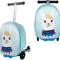 2-in-1 Kids Scooter Suitcase 18 Inch Foldable Ride-On Children's Luggage 25L Lightweight Travel Case with Smooth Wheels for Boys & Girls 5+