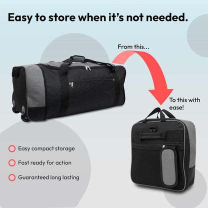 32 Inch 2 in 1 Large Capacity Travel Bag with Wheels Lightweight Rolling Weekend Luggage for Men and Women, Collapsible Storage Suitcase Alternative