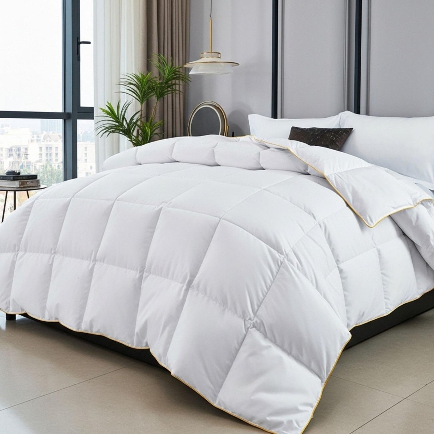 Goose Feather & Down Duvet cover set, Cotton Cover, Box-Stitched, All Season Warm quilts Cover set tog 10.5 to tog 18.5 cold night