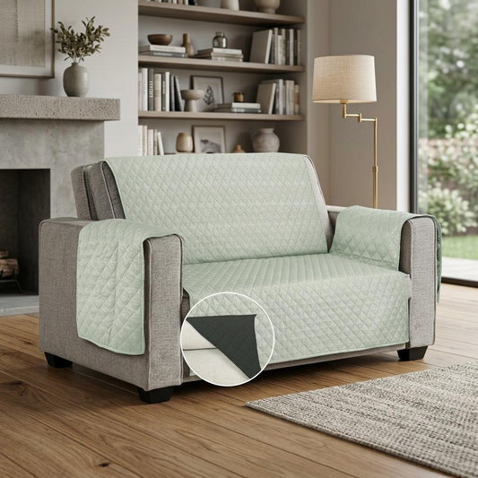 Quilted Sofa Cover Non Slip 1 2 3 Seater Couch Protector Reversible Washable Furniture Cover Pet & Kids Friendly 5 colors available