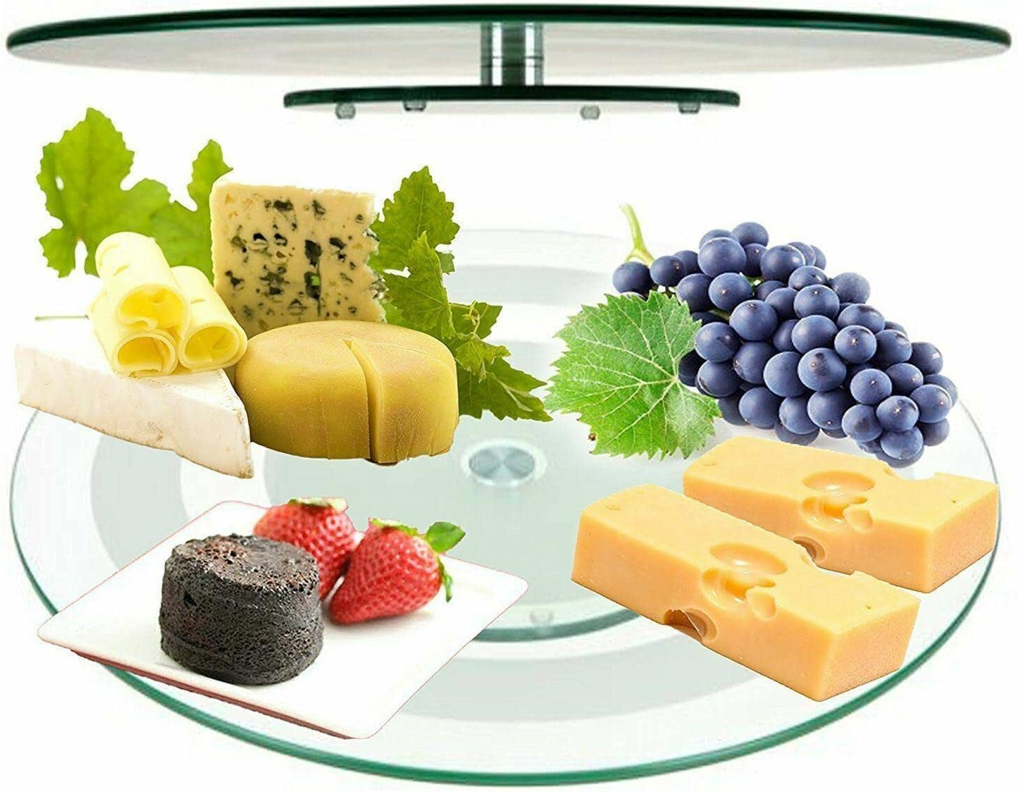 Tempered Glass Lazy Susan 360° Rotating Turntable Serving Tray Kitchen Dining Table Organiser & Cake Decorating Rotating Stand
