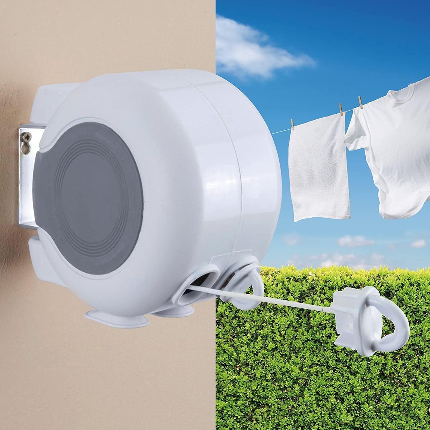 26m Dual Retractable Washing Line Wall Mounted Clothes Airer Indoor Outdoor Heavy Duty Space Saving Laundry Dryer Auto Lock System