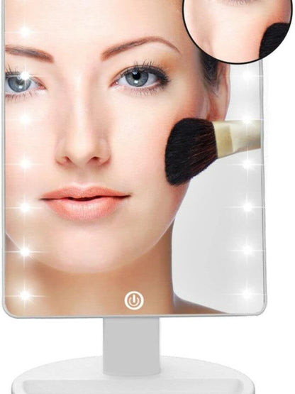 16 LED Lighted Makeup Mirror with Touch Control Portable Vanity Cosmetic Mirror with Adjustable Brightness Magnifying Mirror & Stand Tray