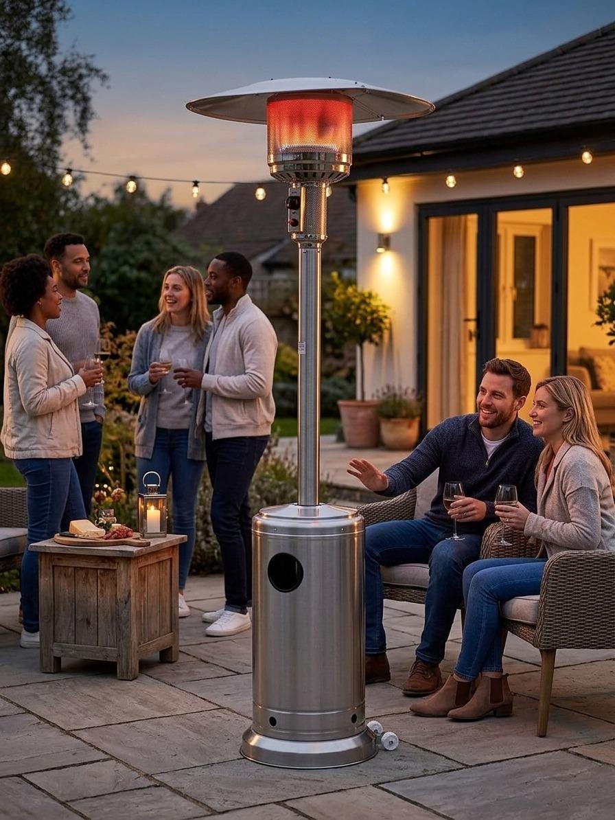 Outdoor Freestanding Gas Patio Heater with Adjustable Heat Control & Easy Ignition – Garden Terrace Outdoor Standing Heater for Patio, Balcony & Backyard Heating